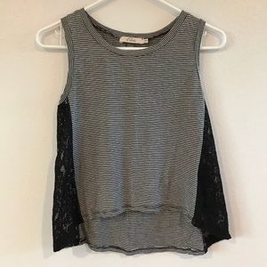 Black and White Striped Tank with Lace